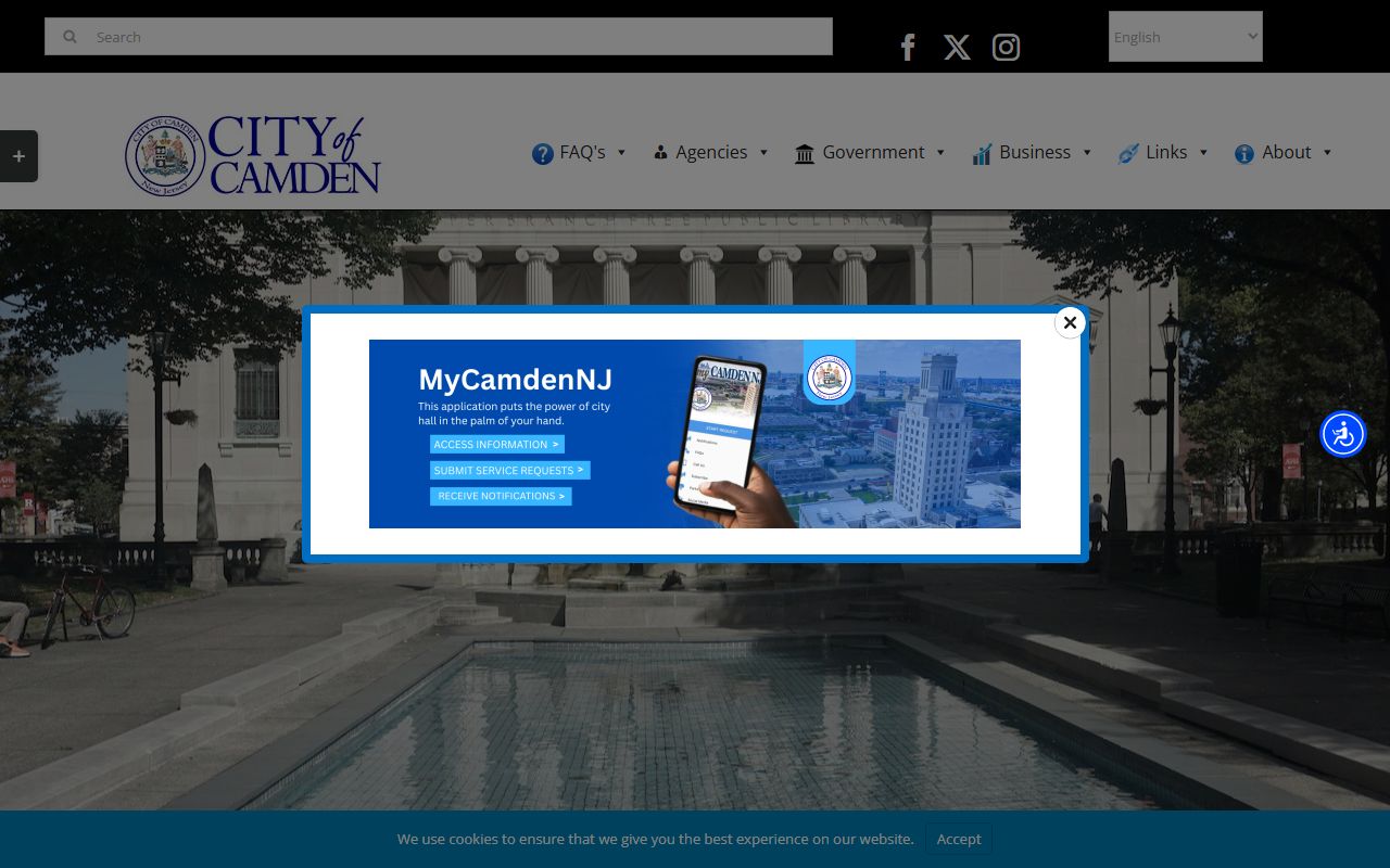 Camden city clerk department page for public records services