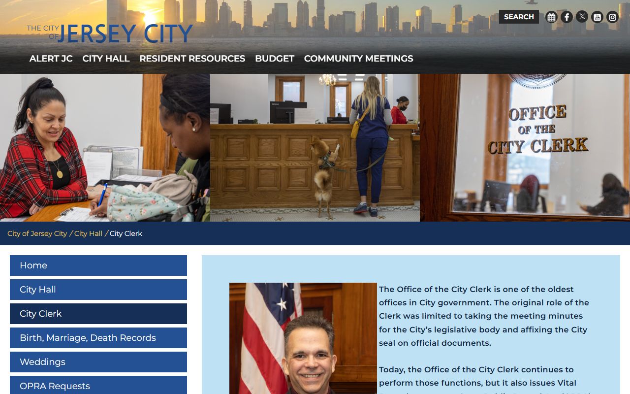 Jersey City Clerk office for public records