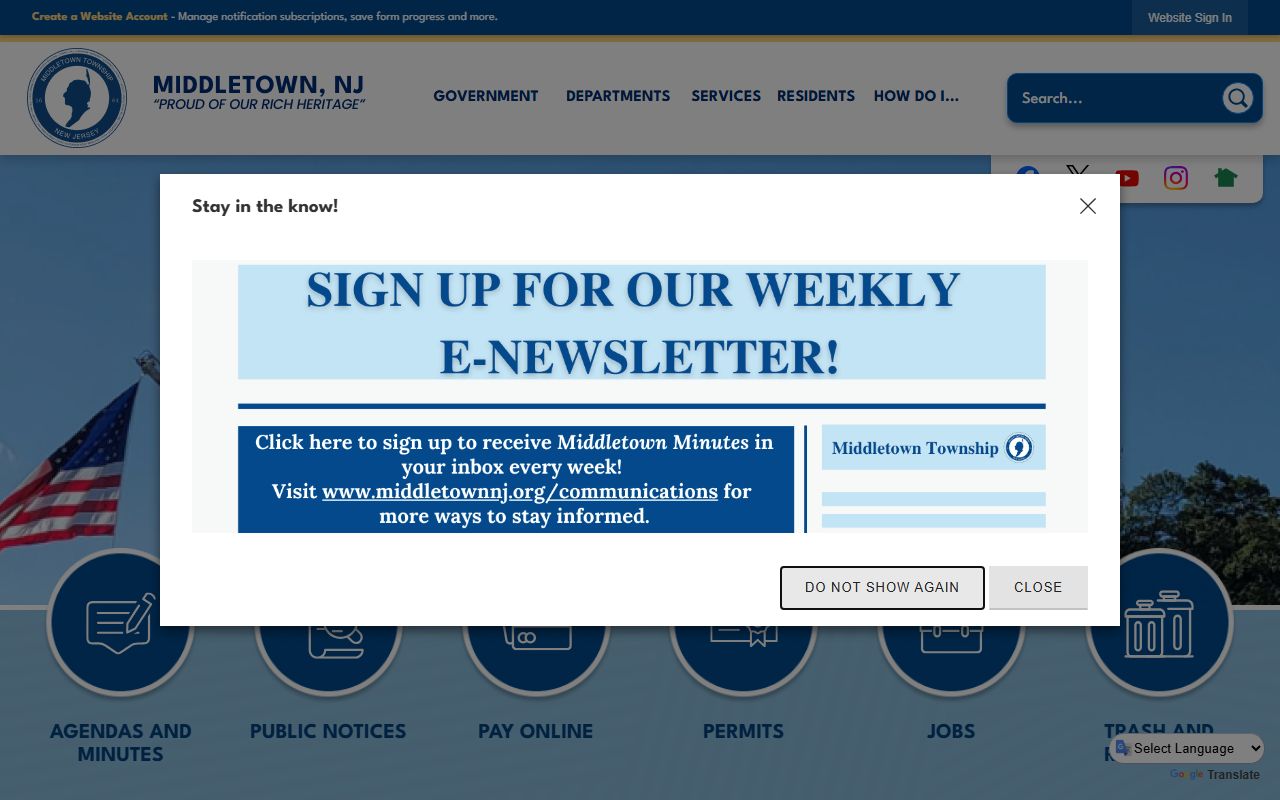 Middletown Township official website for public records and municipal services