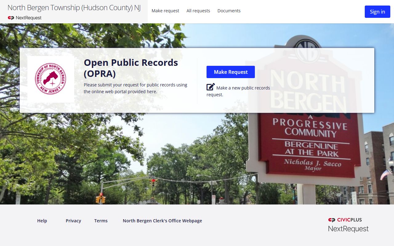 North Bergen OPRA online request portal