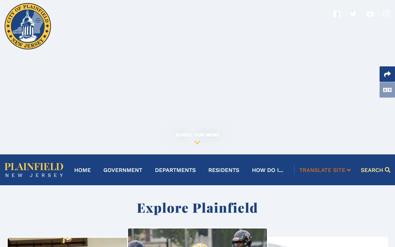 Plainfield city website showing city clerk services and public records information