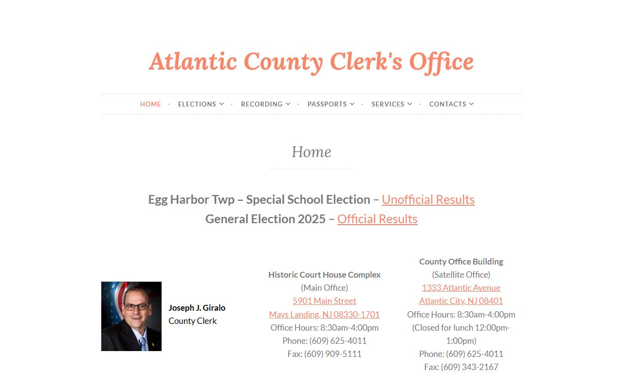 Atlantic County Clerk office website for public records access