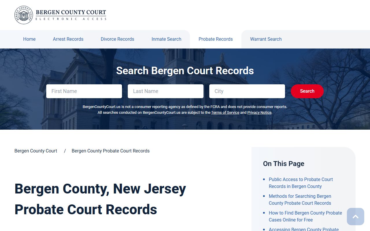 Bergen County probate records information for public records access