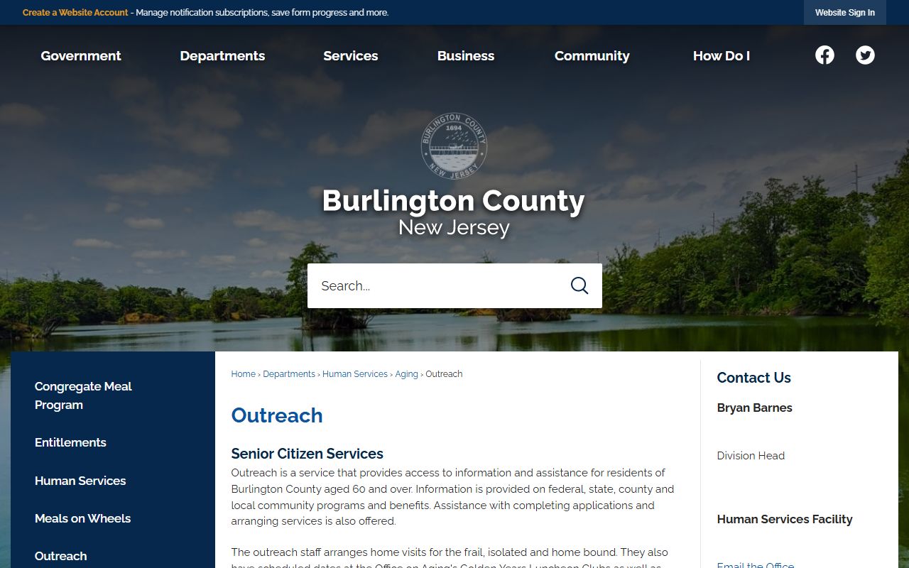 Burlington County Clerk office page for public records services