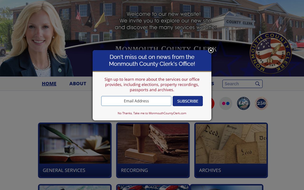Monmouth County Clerk website for public records search