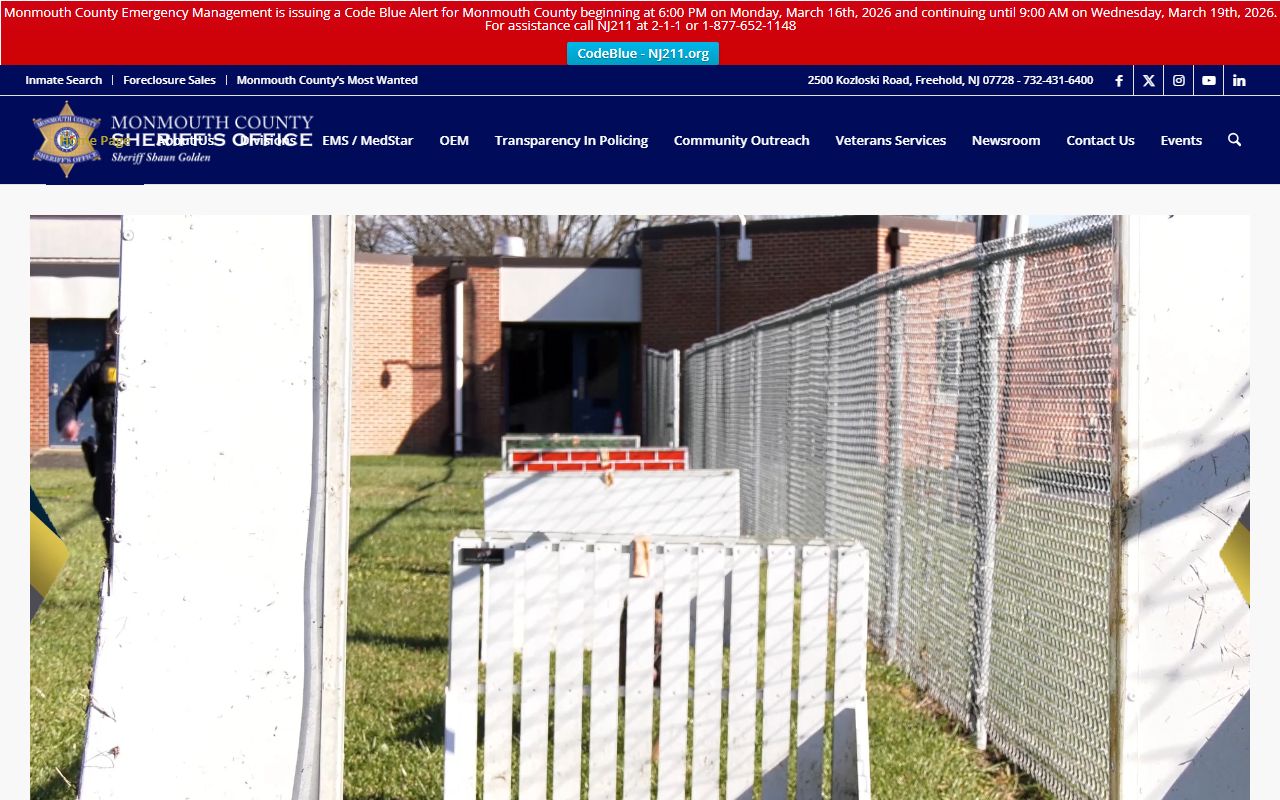 Monmouth County Sheriff office website for public records