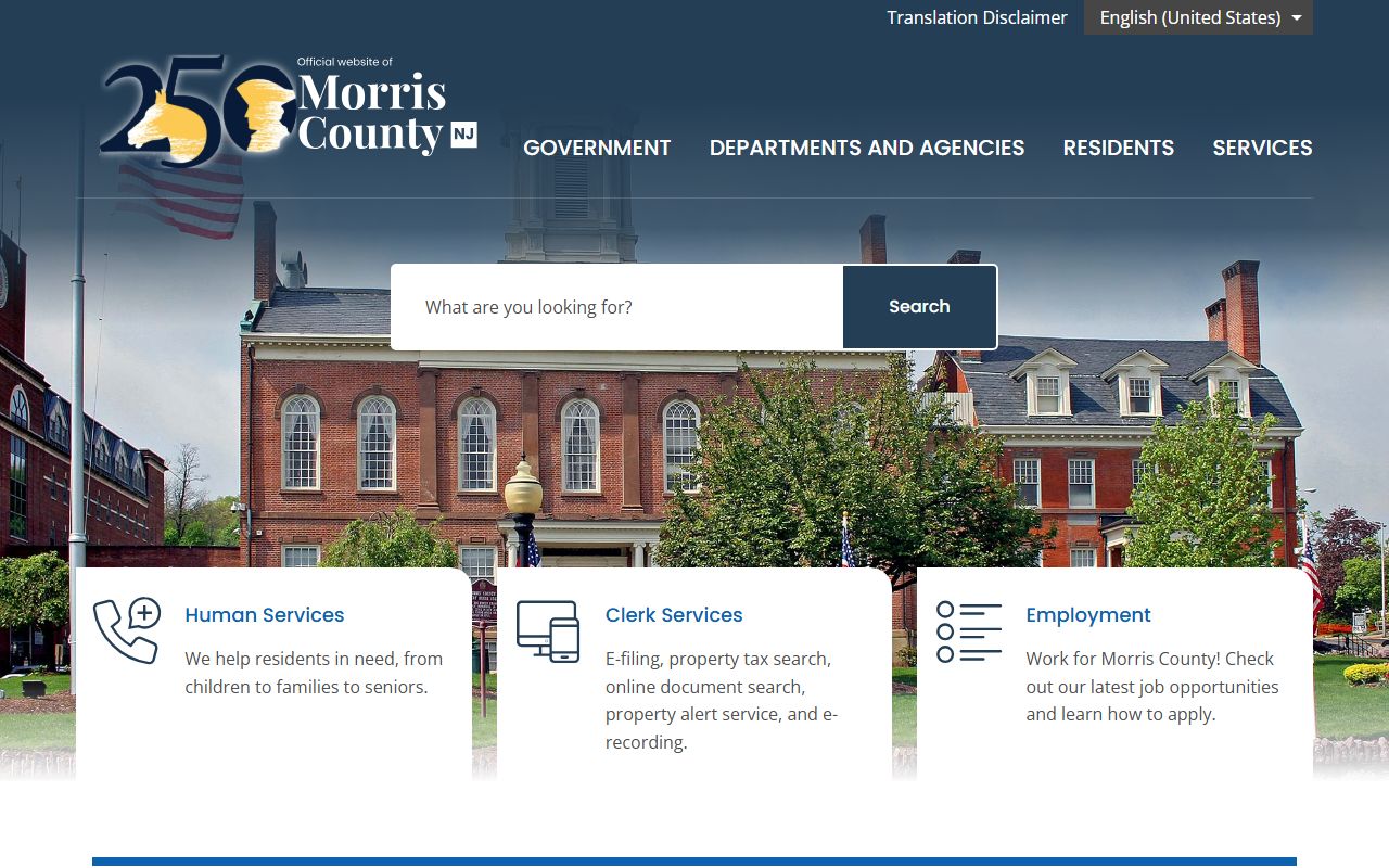 Morris County website for public records and government services