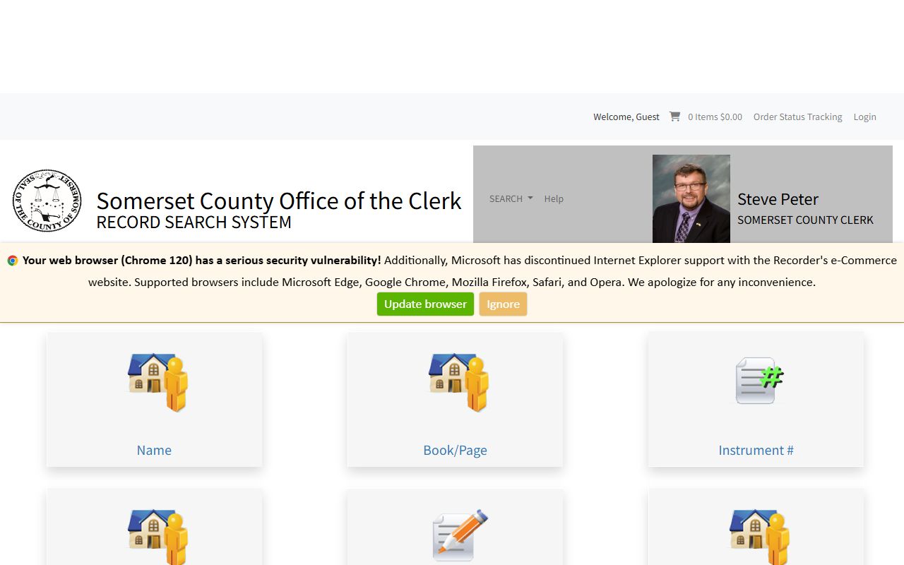 Somerset County Acclaim Web portal for searching land records online