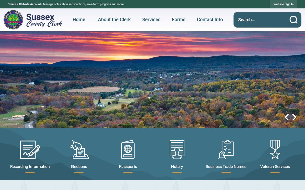 Sussex County Clerk website for public records access in Newton