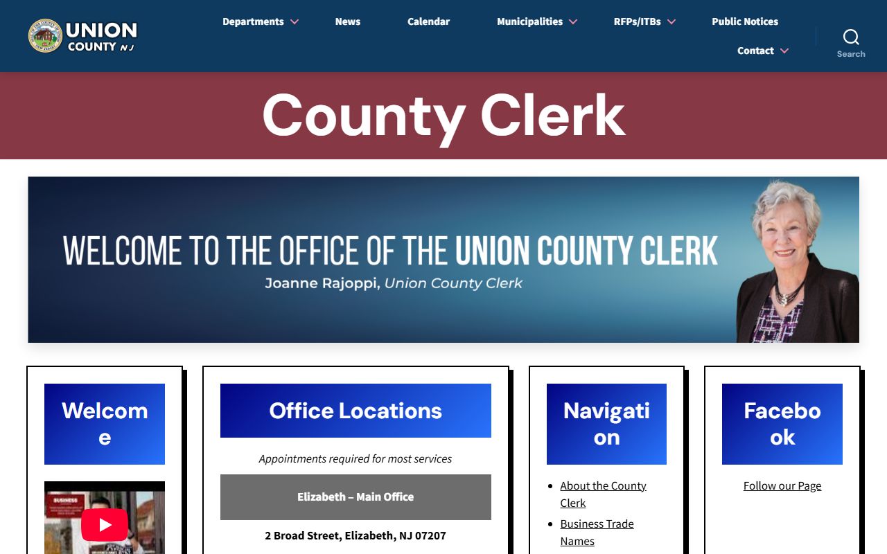 Union County Clerk office website for accessing public records