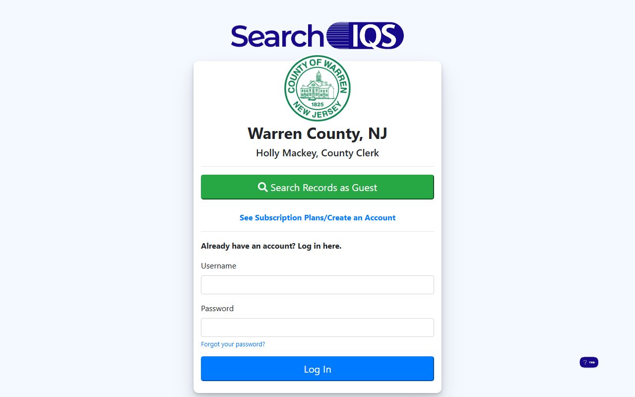 Warren County SearchIQS online records portal for public records